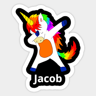 Jacob First Name Personalized Dabbing Unicorn Sticker